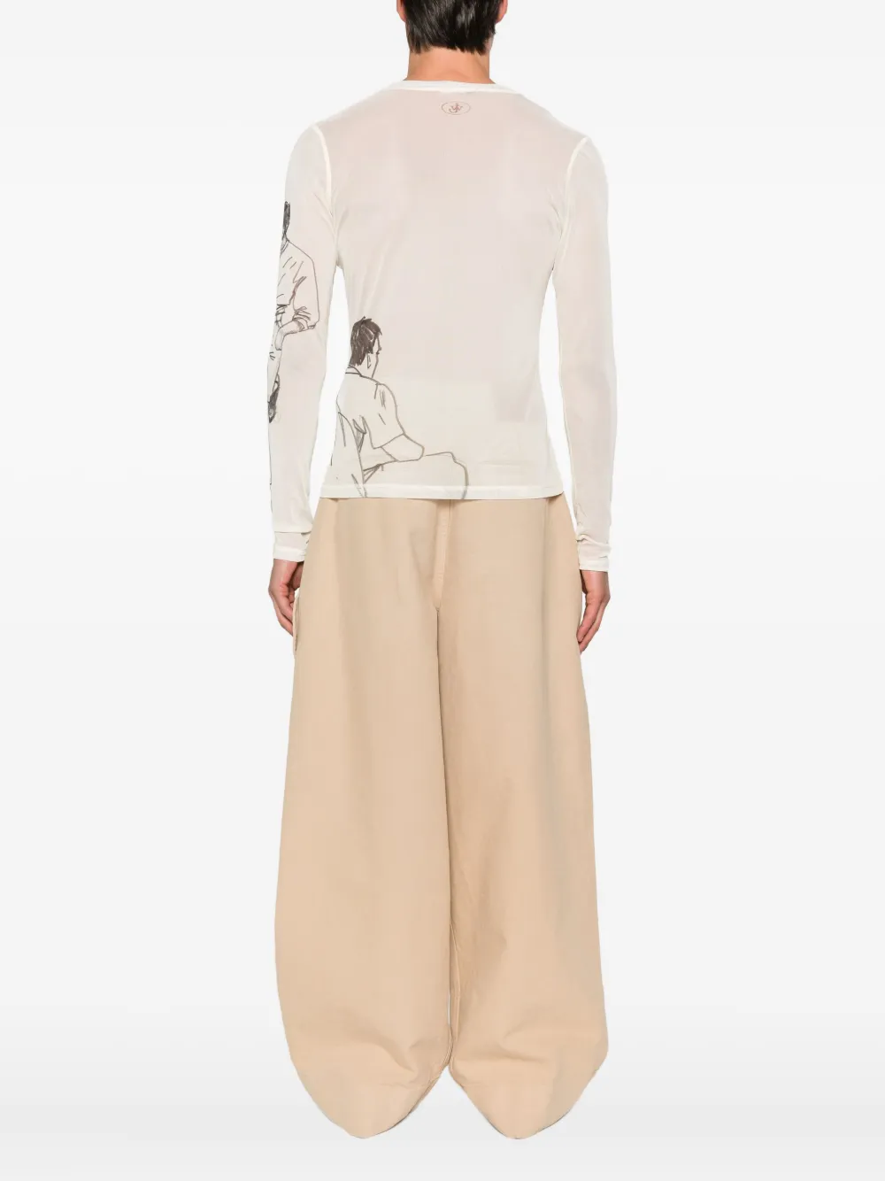 JW Anderson T-shirt met print en lange mouwen Beige