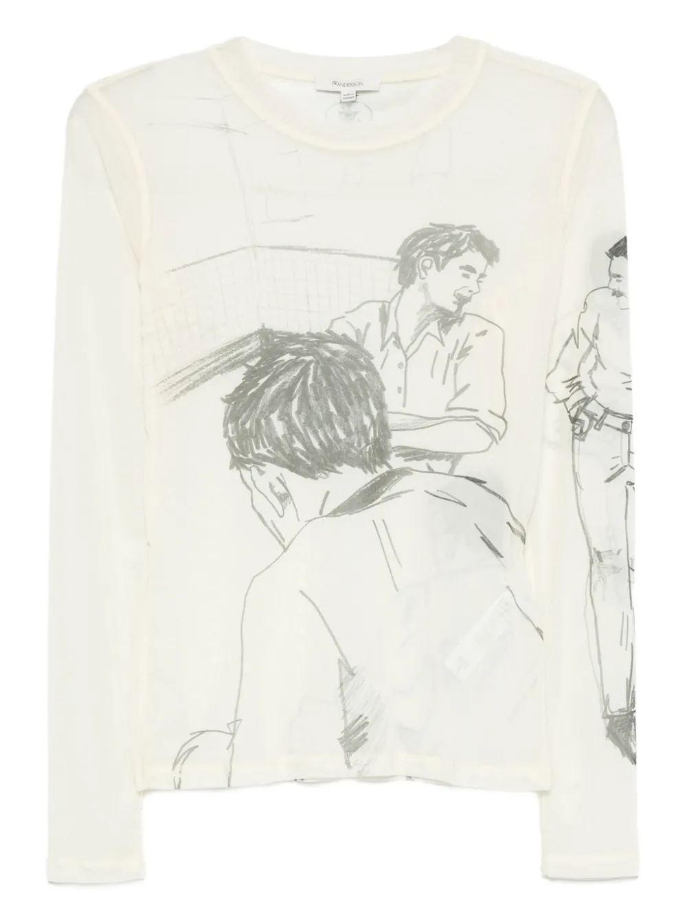 JW Anderson T-shirt met print en lange mouwen Beige