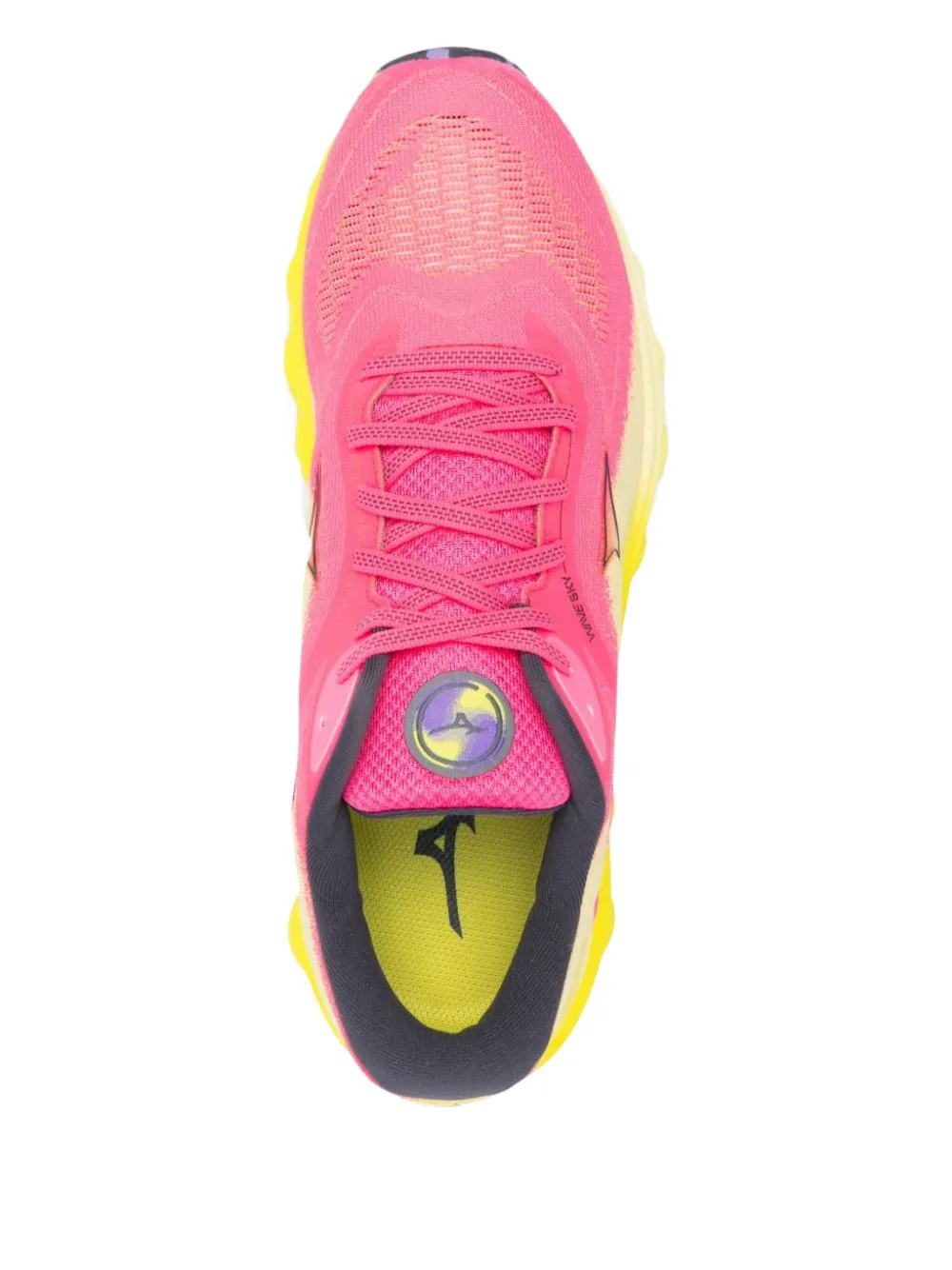 Mizuno Wave Sky 7 colour-block knitted trainers Pink