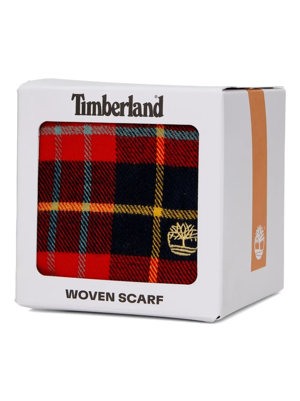 Timberland Fringed Plaid Pattern Scarf Accessory In Red