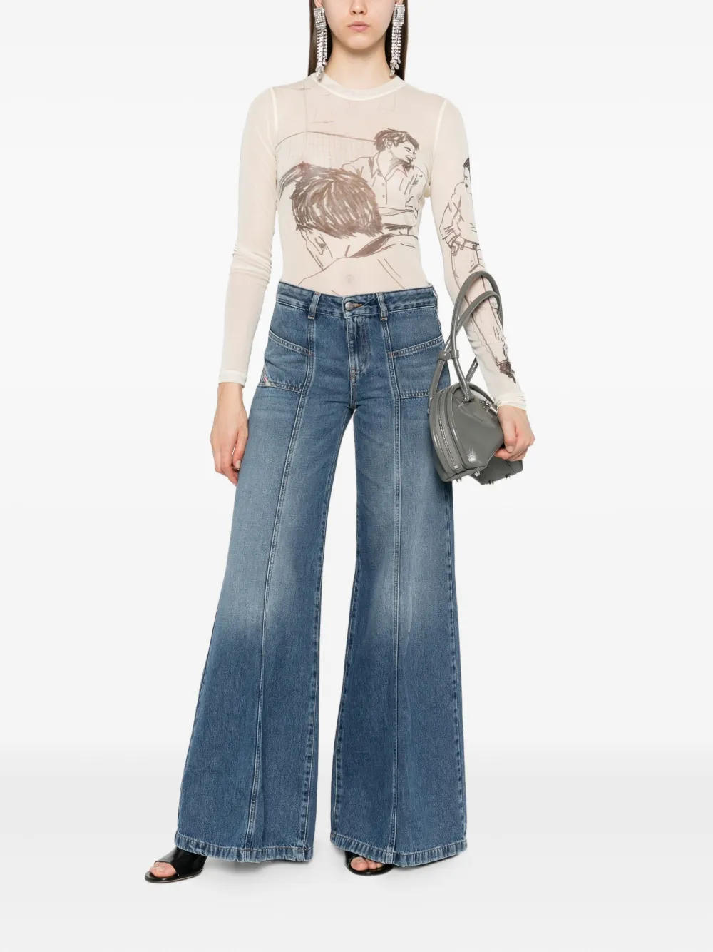 Diesel D-Akii jeans met vlakken Blauw