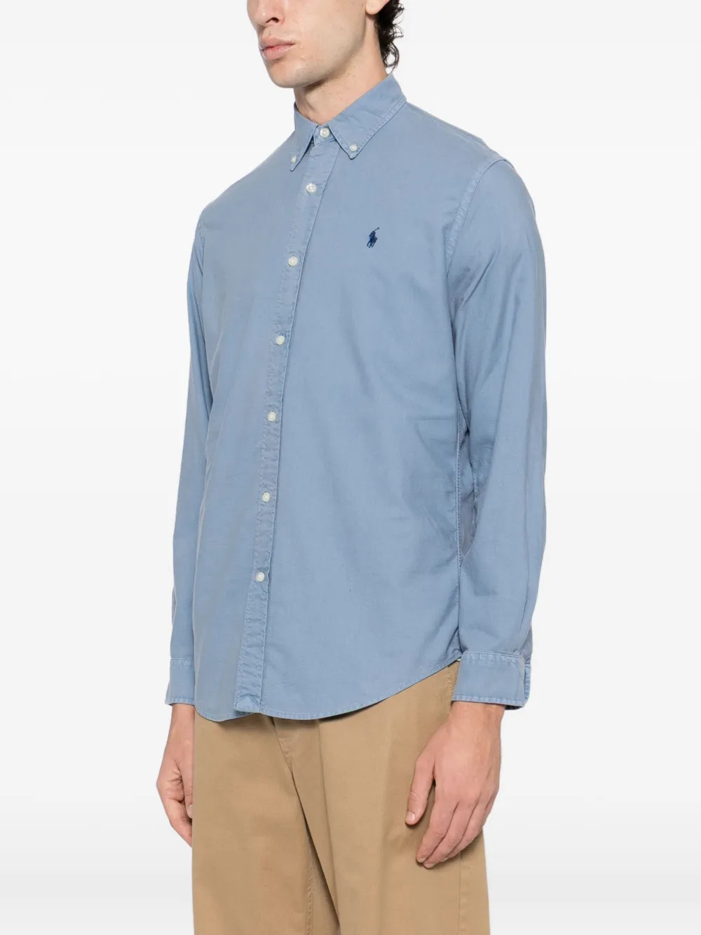 Polo Ralph Lauren Katoenen overhemd met geborduurd logo Blauw