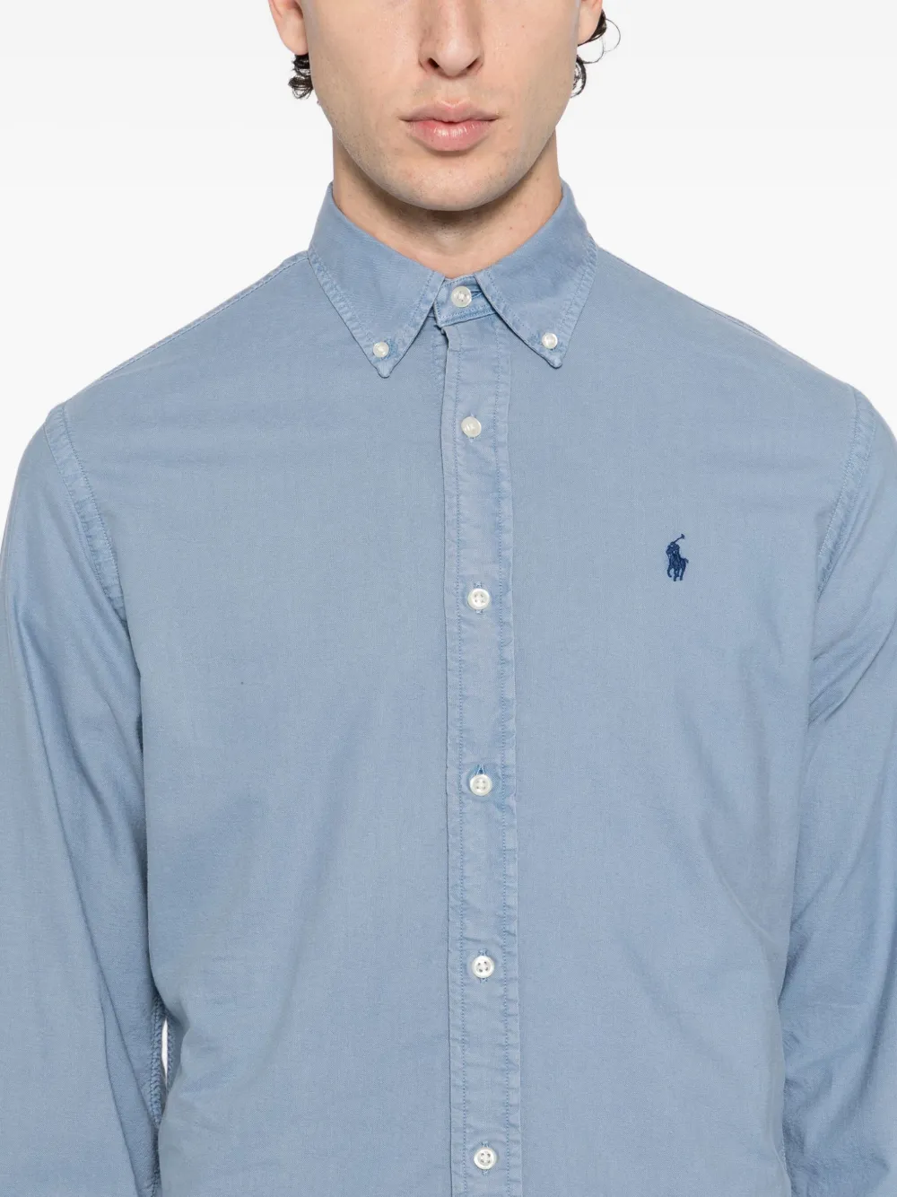 Polo Ralph Lauren Katoenen overhemd met geborduurd logo Blauw