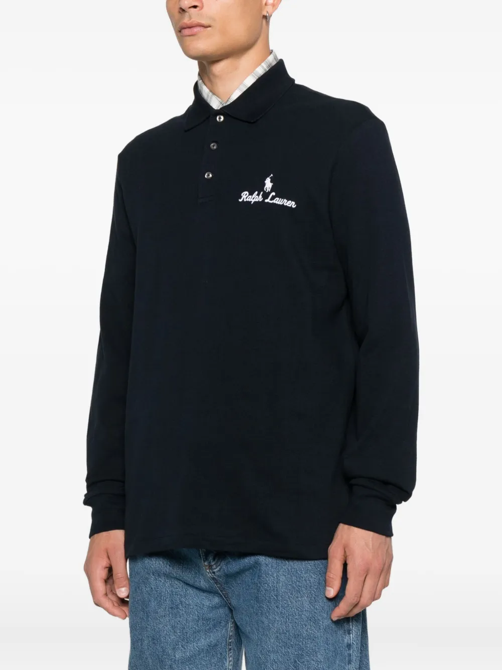 Polo Ralph Lauren Poloshirt met logodetail en lange mouwen Zwart