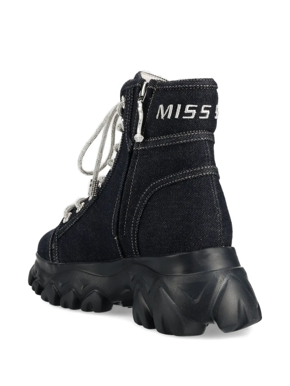 Miss Sixty denim lace-up high-top sneakers F25 BLACK