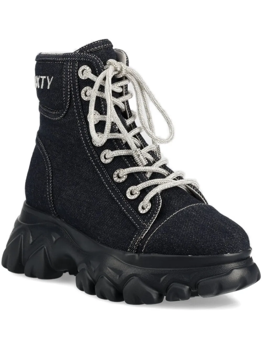 Miss Sixty denim lace-up high-top sneakers F25 BLACK