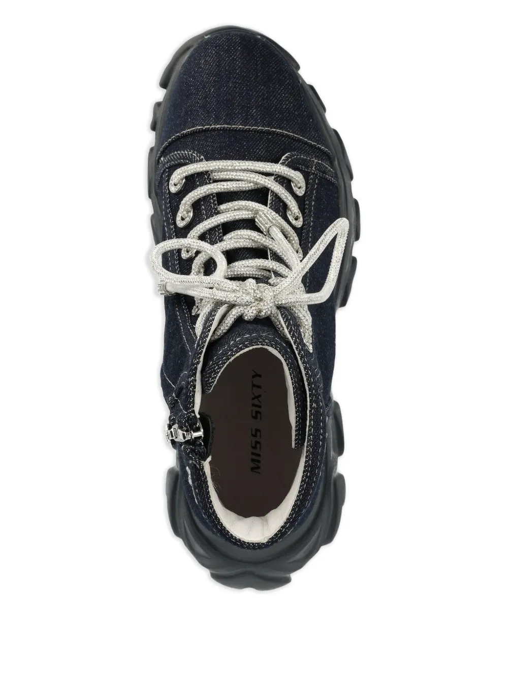 Miss Sixty denim lace-up high-top sneakers - F25 BLACK