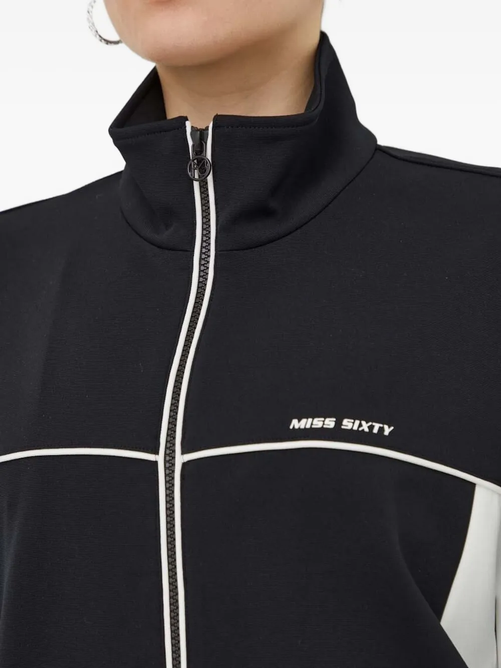 Miss Sixty Colour-block Zip-up Sweatshirt In Black