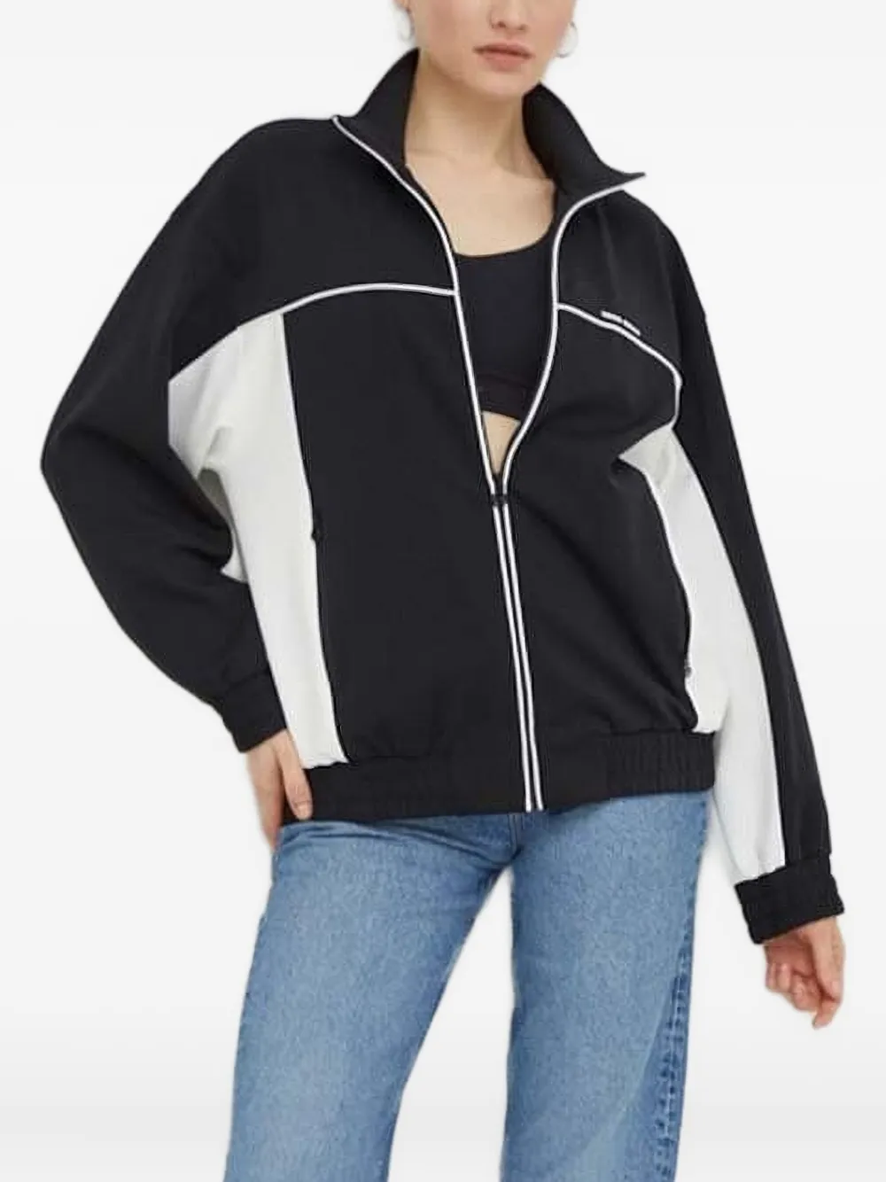Miss Sixty Colour-block Zip-up Sweatshirt In Black