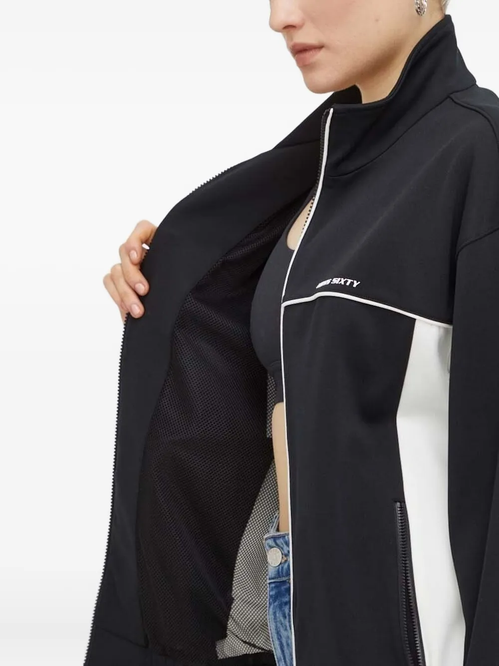 Miss Sixty Colour-block Zip-up Sweatshirt In Black