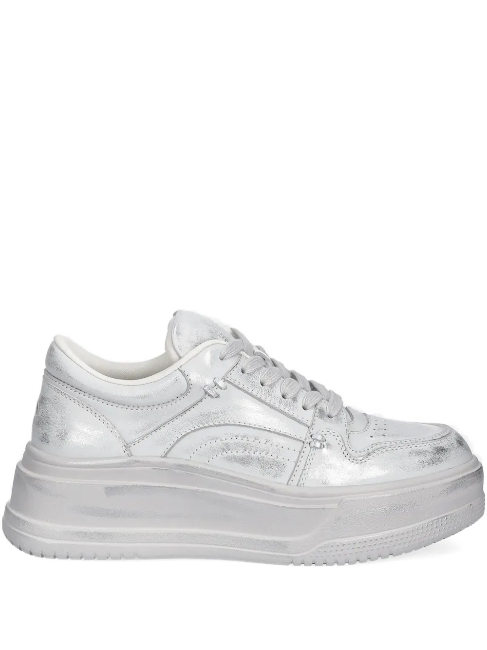 Miss Sixty Leather Platform Sneakers In Gray