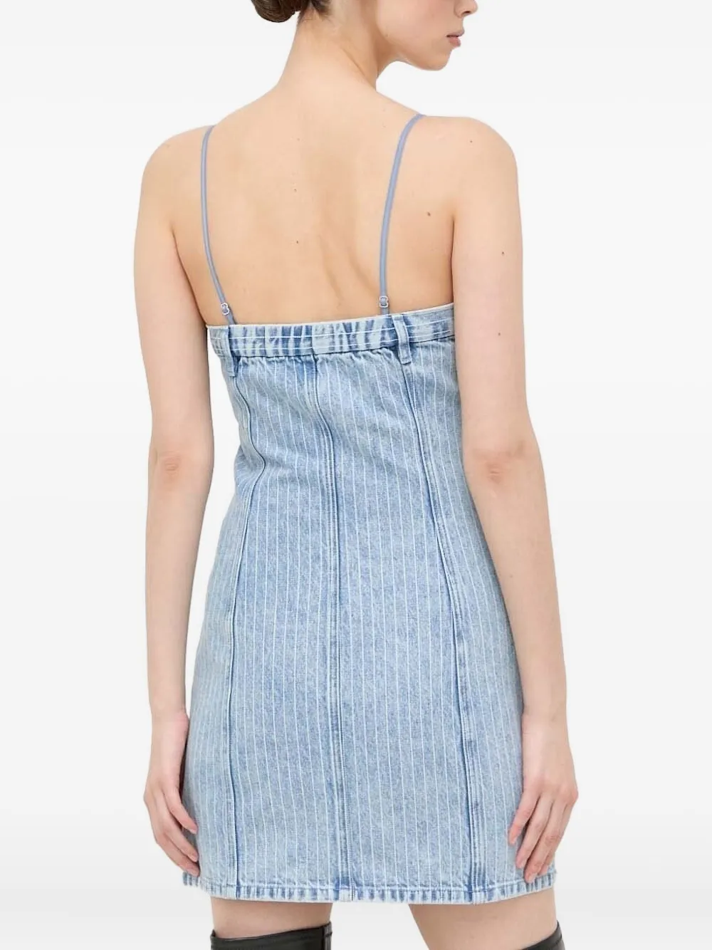 Miss Sixty Denim mini-jurk verfraaid met parel Blauw
