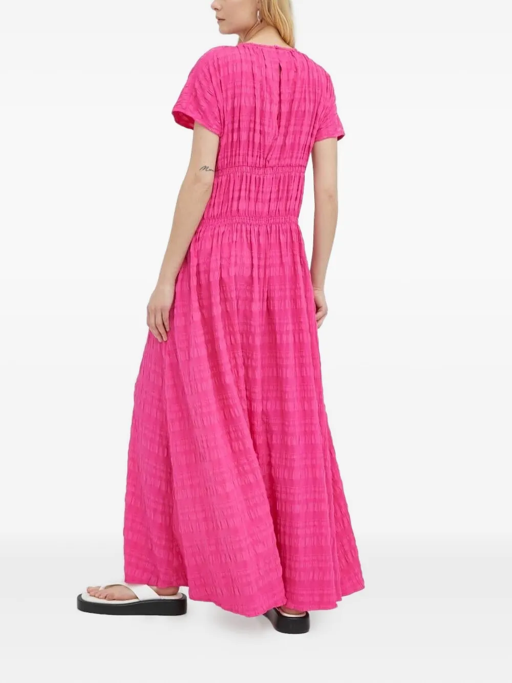 Lovechild textured gathered midi day dress - Roze