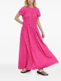 lovechild textured gathered midi day dress - Pink