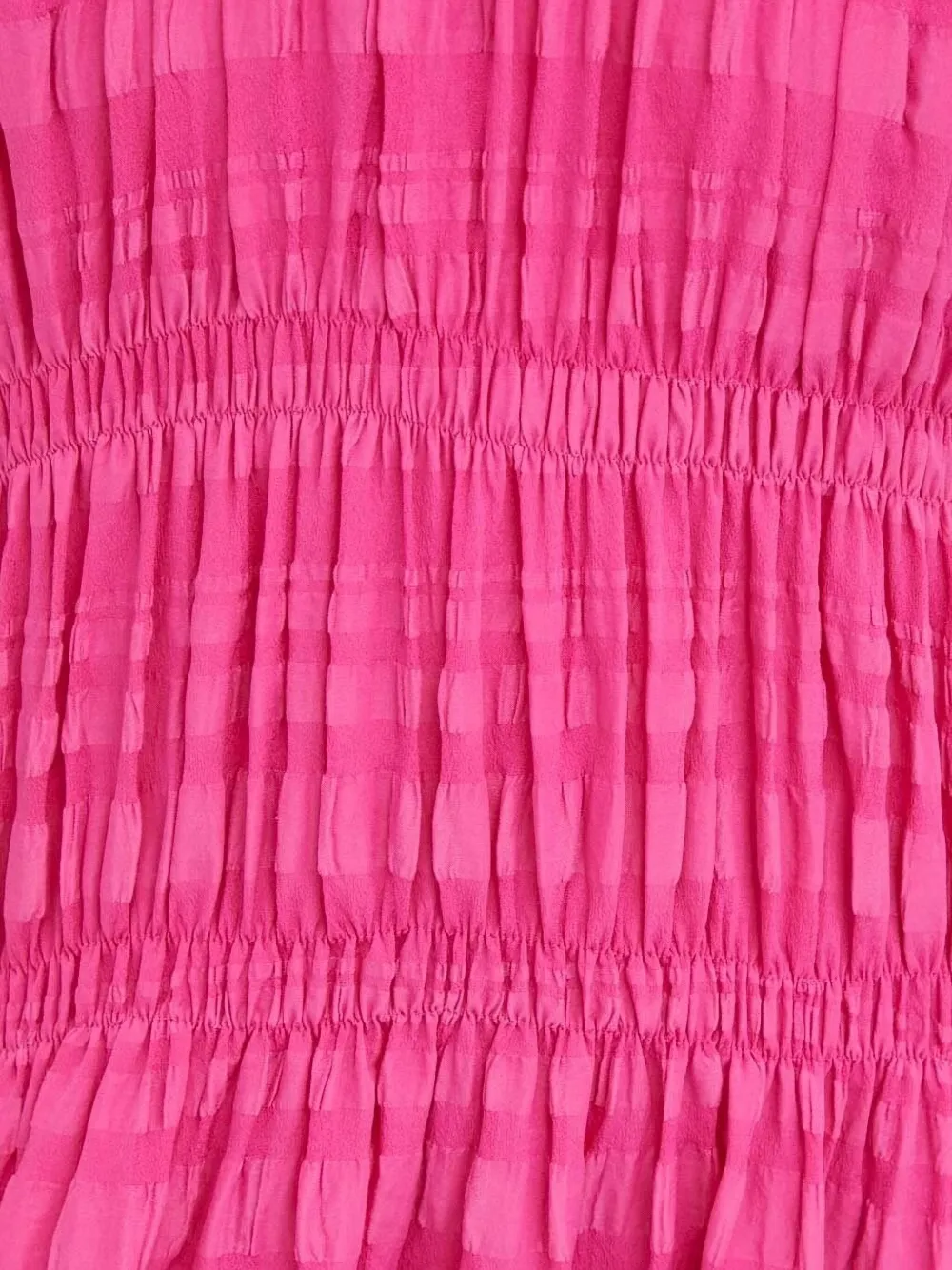 Lovechild Textured Gathered Midi Day Dress In Pink