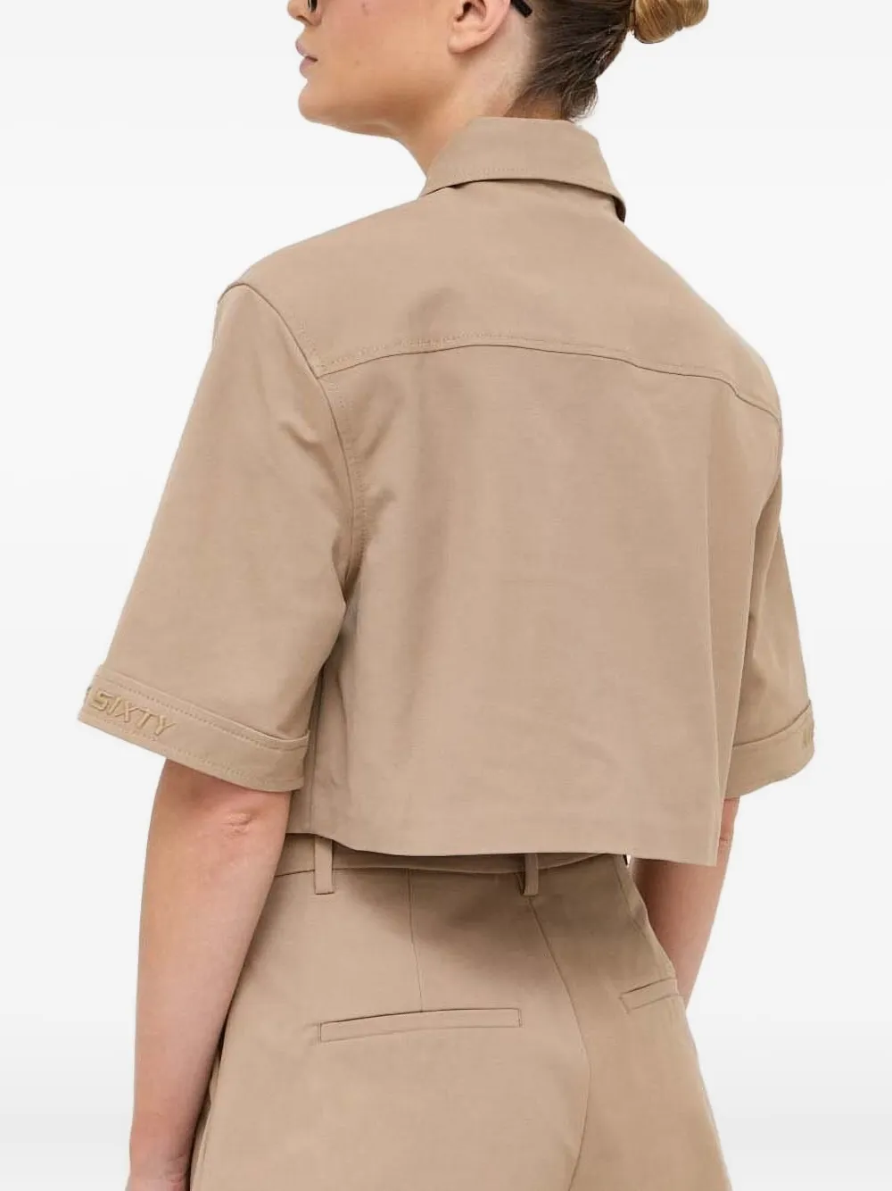 Miss Sixty logo-embroidered cropped shirt - Beige