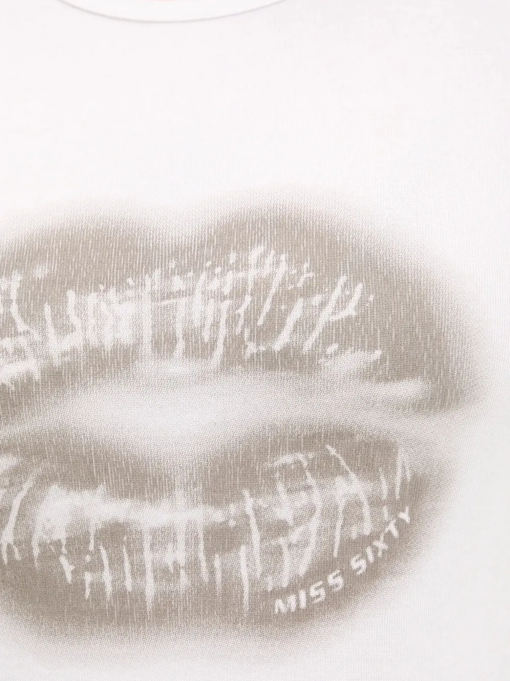 Miss Sixty Lip-print Crew-neck Top In Blue