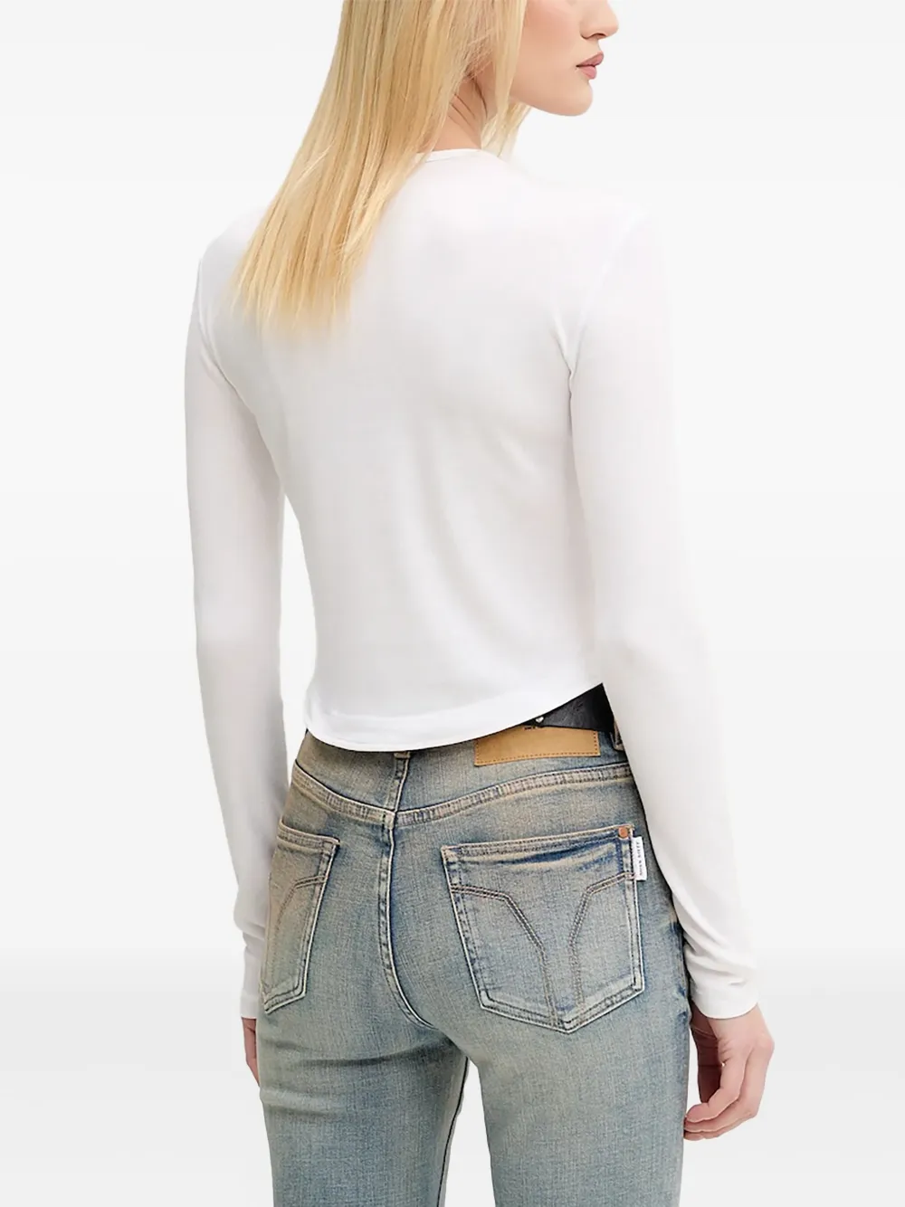 Miss Sixty Lip-print Crew-neck Top In Blue