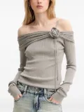 Miss Sixty rose-embellished off-shoulder knit top - Grey