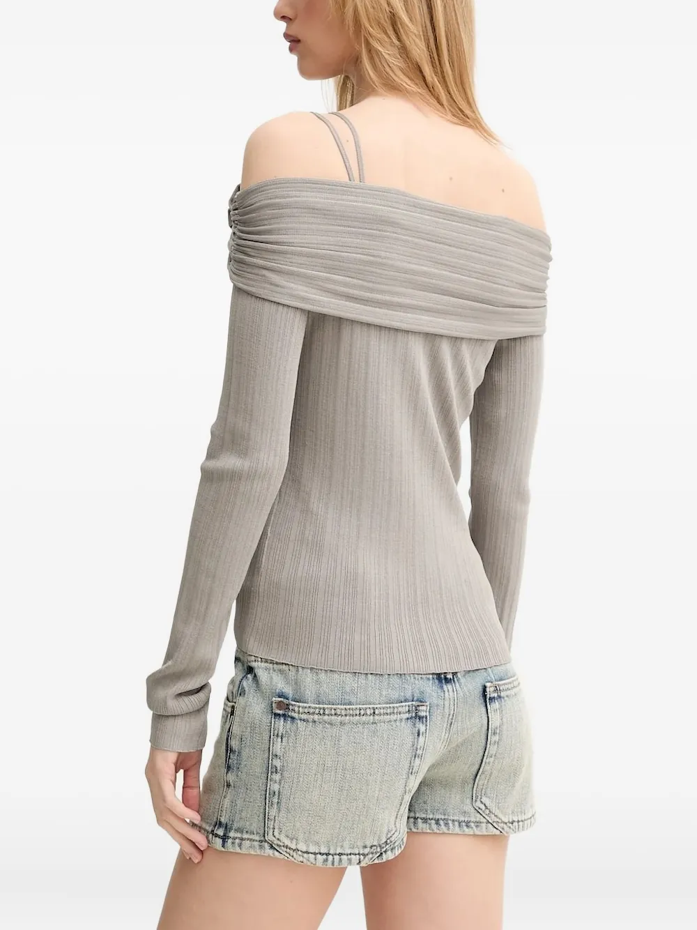 Miss Sixty Off-shoulder top verfraaid met rozen - Grijs