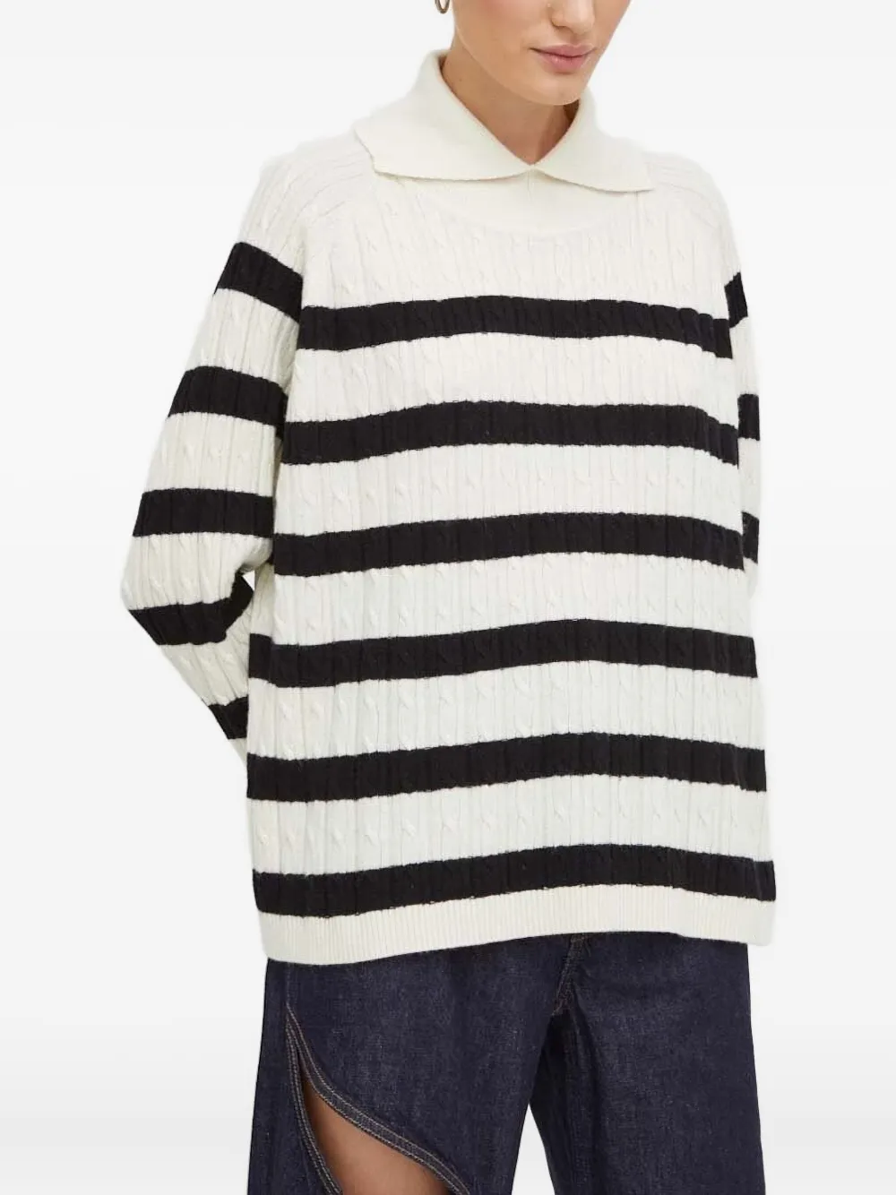 lovechild Embla cable-knit striped sweater - Bianco