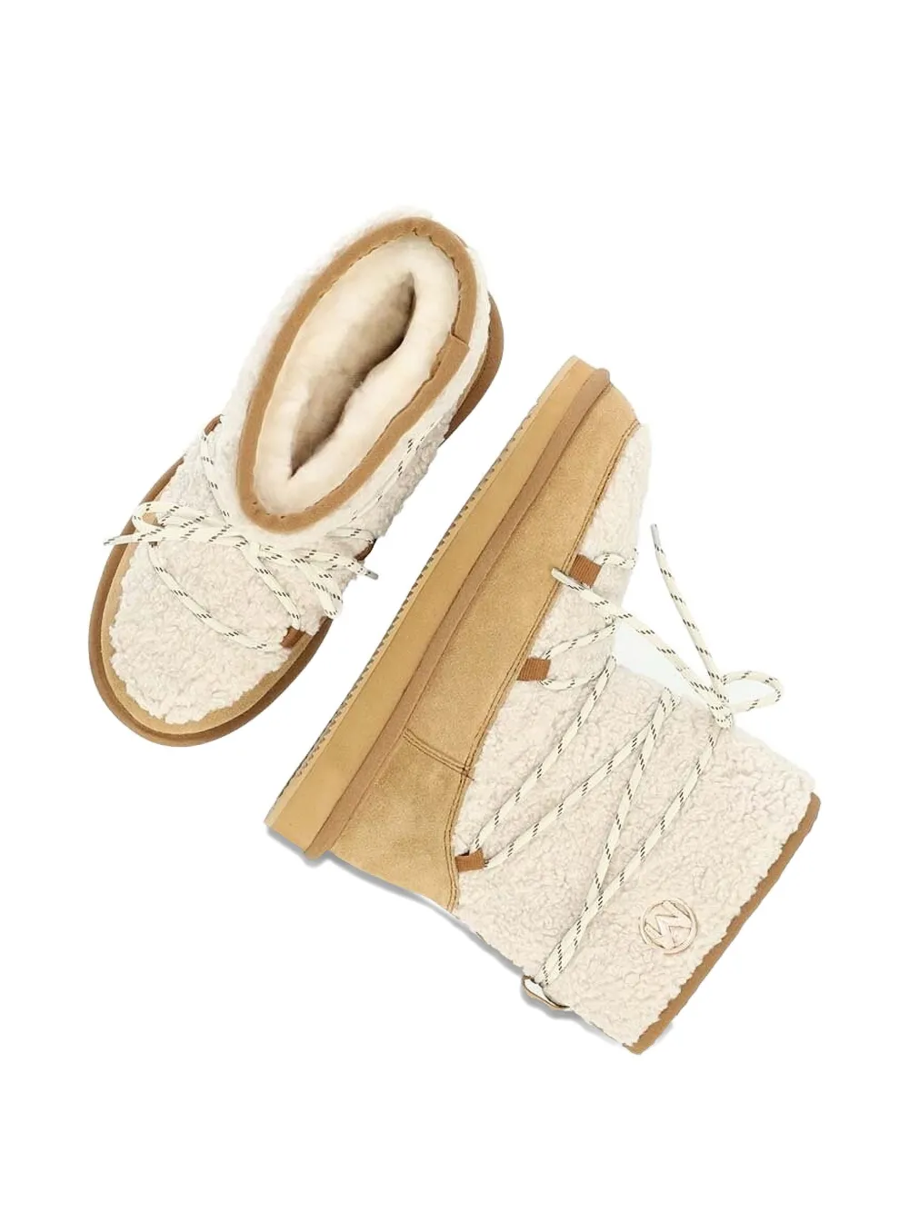 Mexx Lace-up Shearling Boots In Neutral