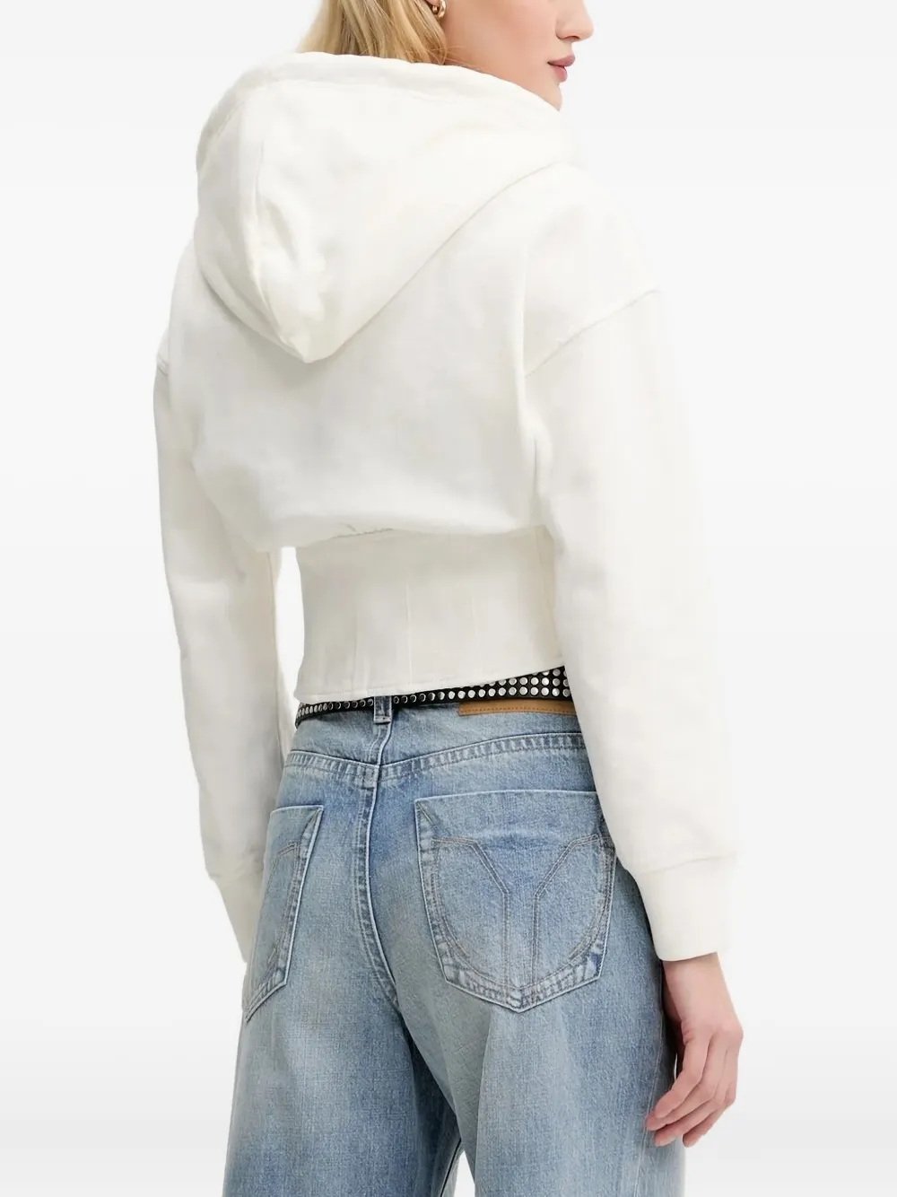 Miss Sixty Hoodie met gesmockte taille - Wit