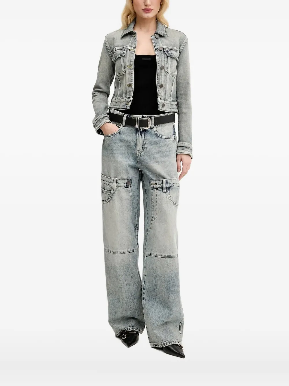 Miss Sixty Logo-patch Denim Jacket In Gray