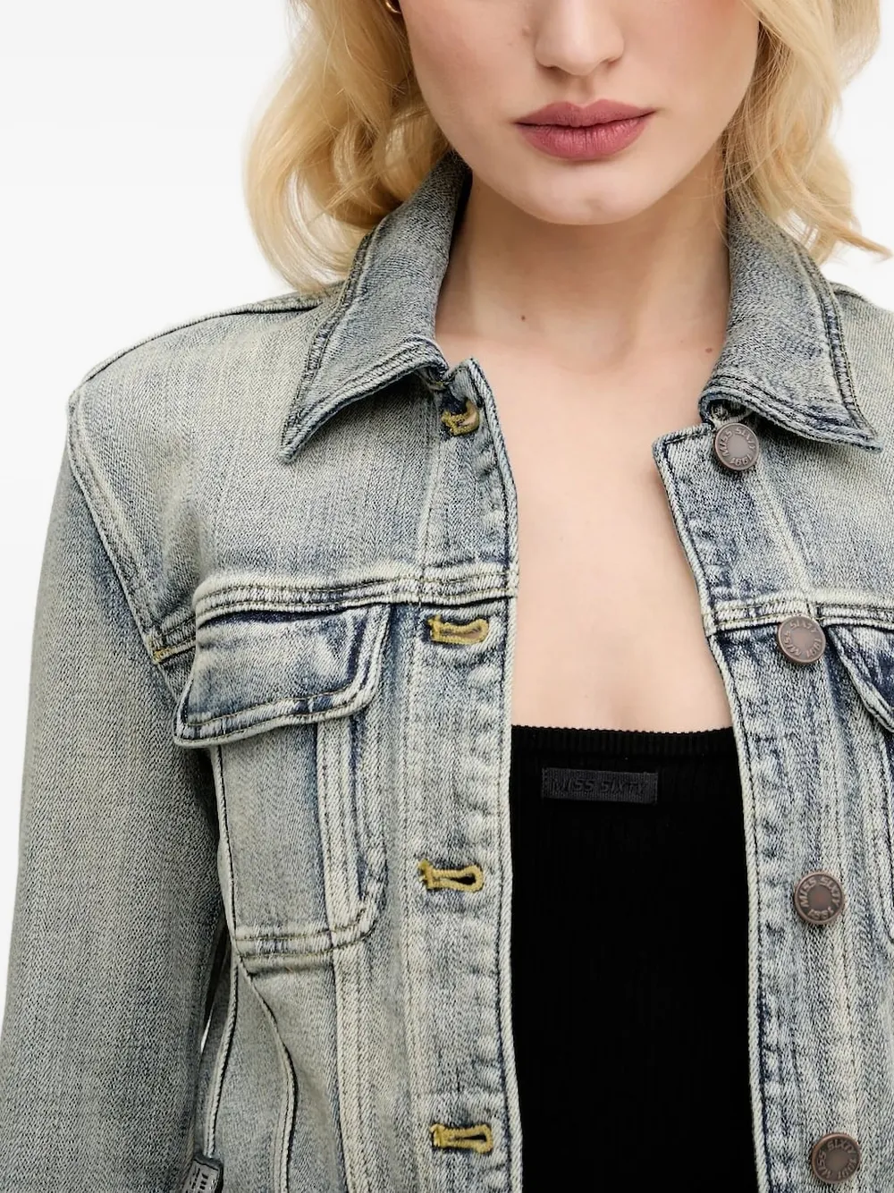 Miss Sixty Denim jack met logopatch Blauw