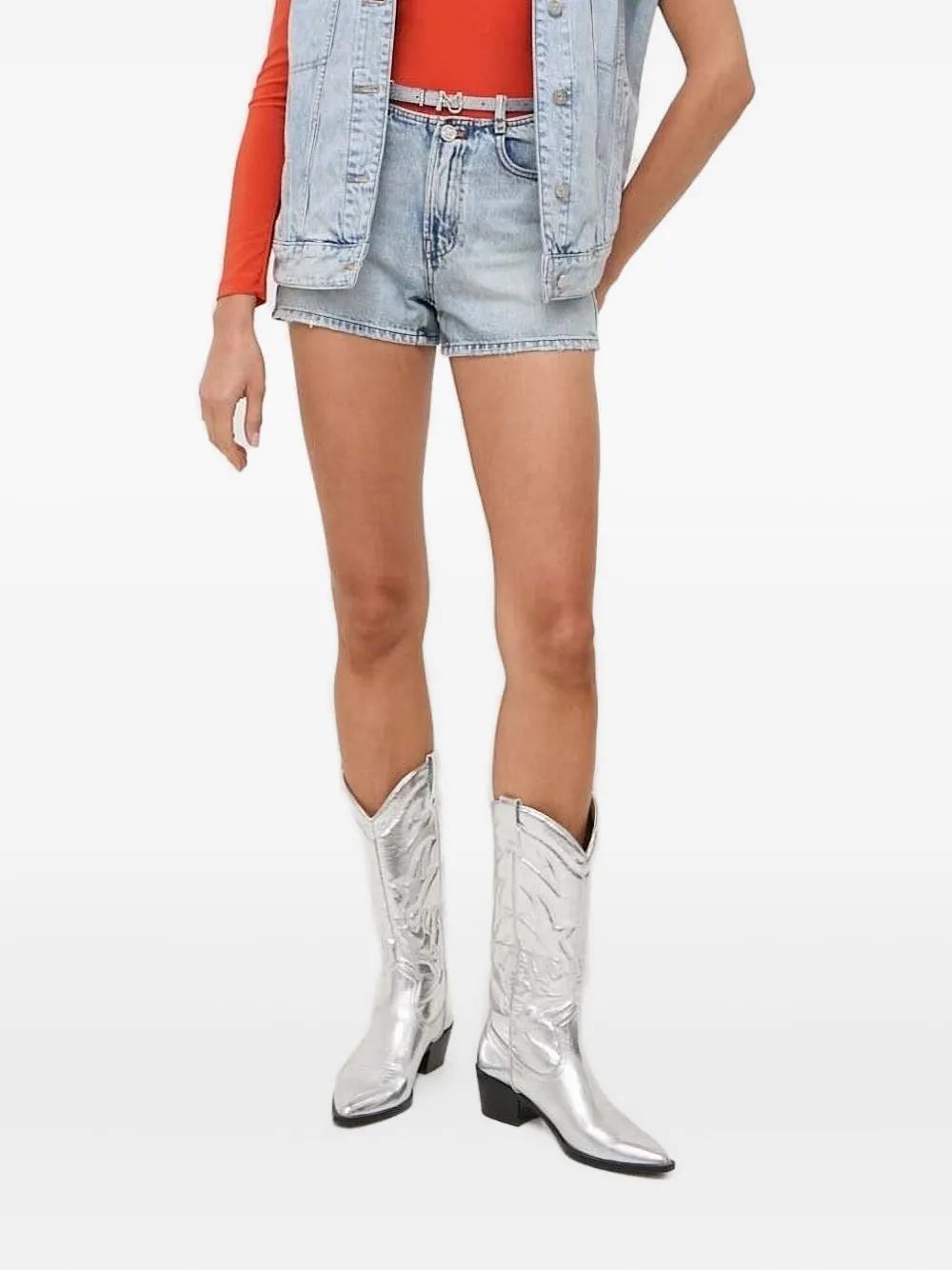 Miss Sixty Mushroom-embellished Denim Shorts In Blue
