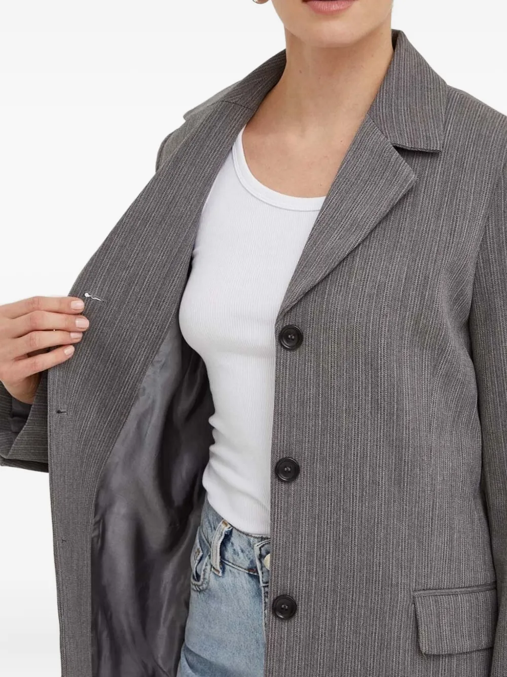 Lovechild Pinstripe Three-button Blazer In Gold
