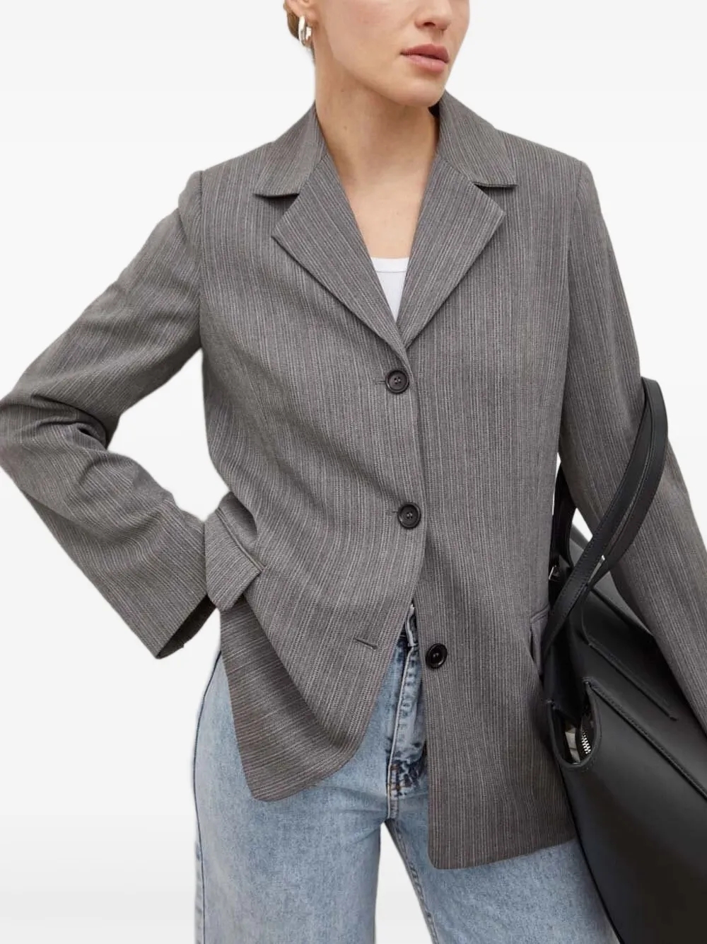 Lovechild Pinstripe Three-button Blazer In Gold