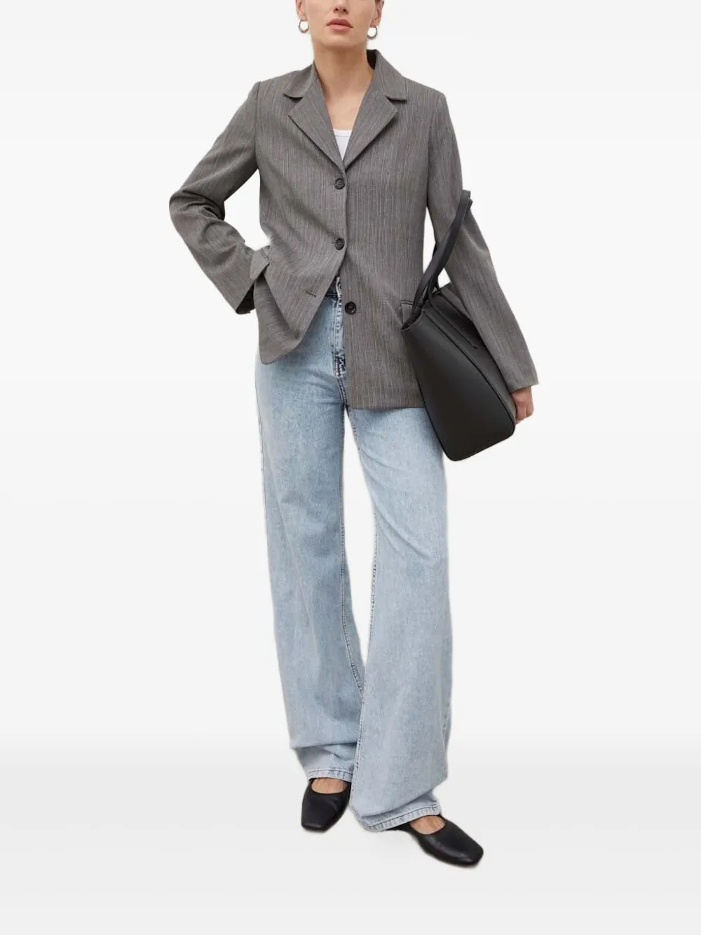 Lovechild Pinstripe Three-button Blazer In Gold