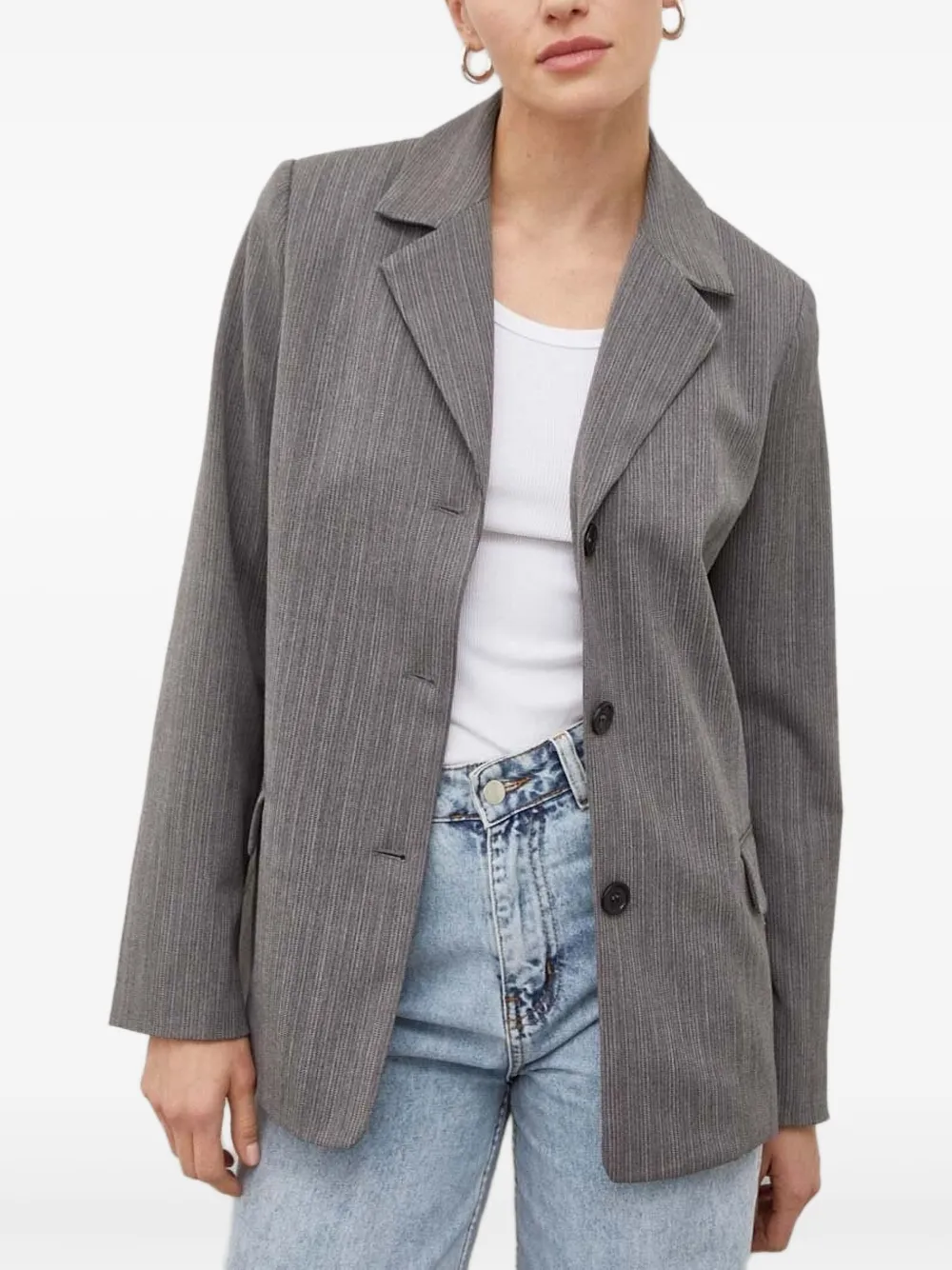 Lovechild Pinstripe Three-button Blazer In Gold