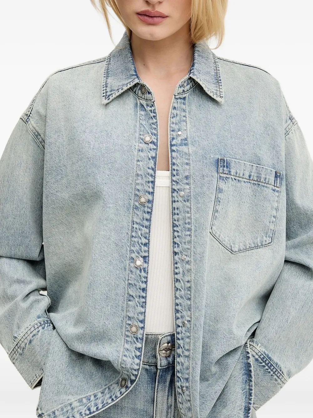 Miss Sixty Spijkershirt met knoopsluiting Blauw