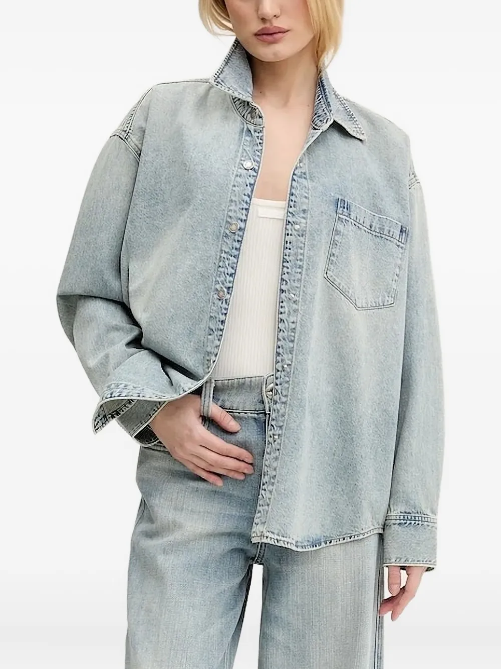 Miss Sixty Spijkershirt met knoopsluiting Blauw