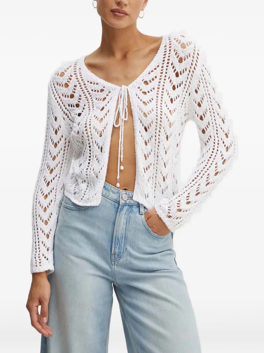 Miss Sixty openwork tie knitwear - Bianco