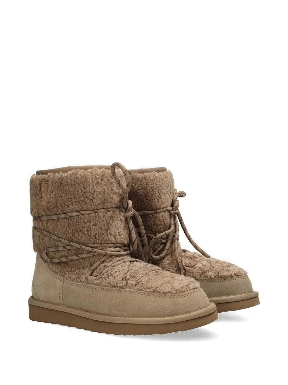 Mexx Lace-up Teddy Boots In Brown