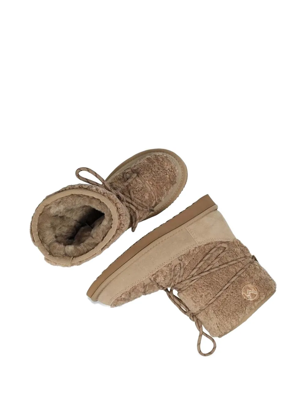 Mexx Lace-up Teddy Boots In Brown