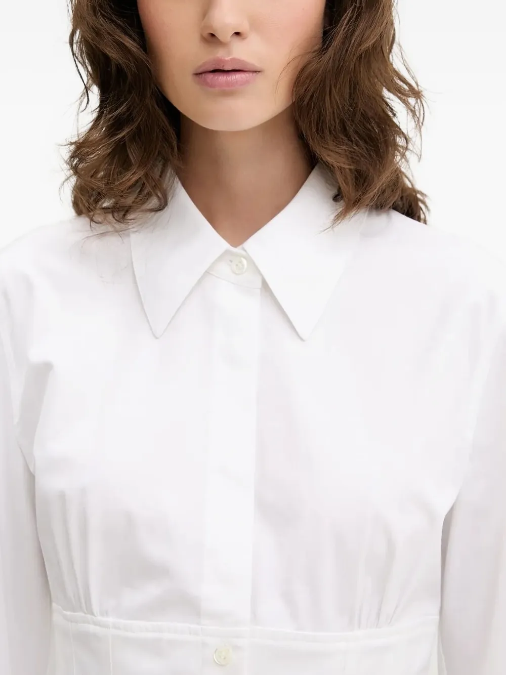 Miss Sixty Popeline blouse met gesmockte taille Wit
