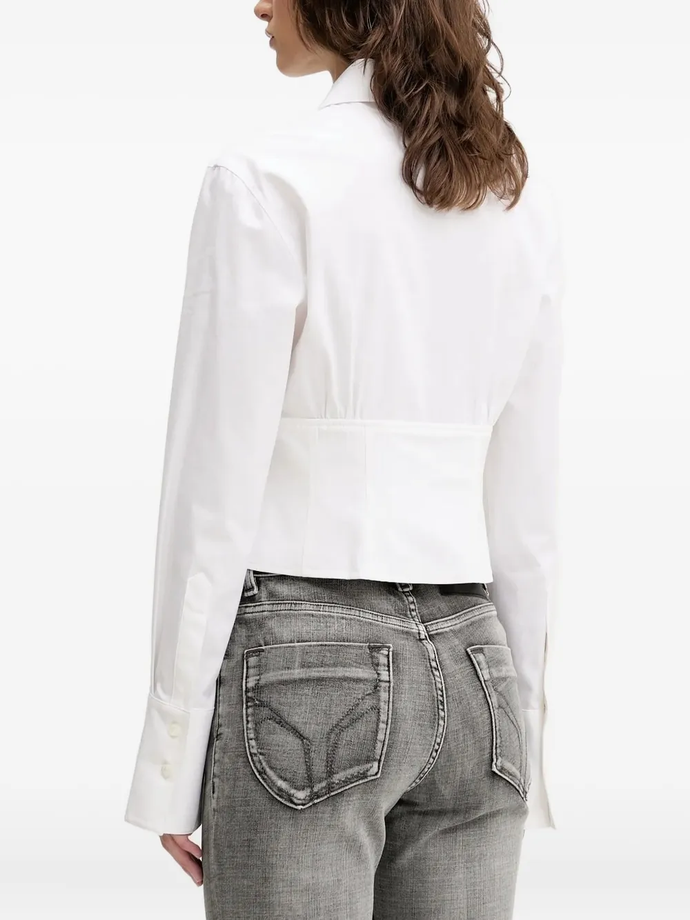 Miss Sixty Popeline blouse met gesmockte taille - Wit
