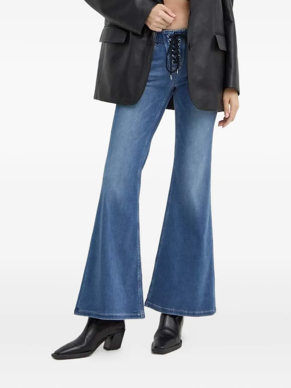 Miss Sixty Lace-up Flare Jeans In Blue
