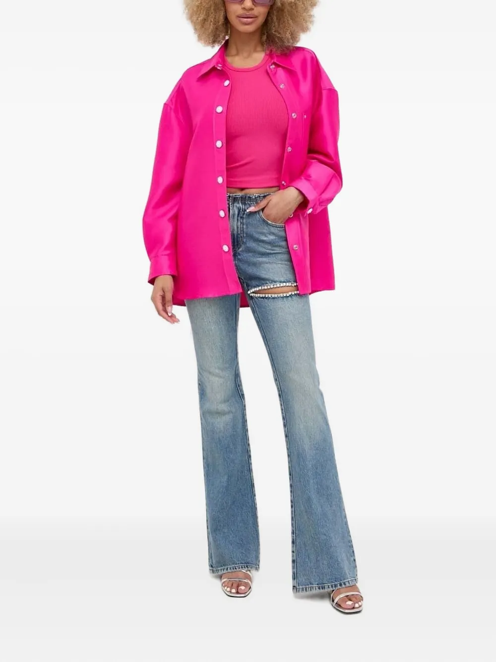 Miss Sixty pearl-embellished shirt - Roze