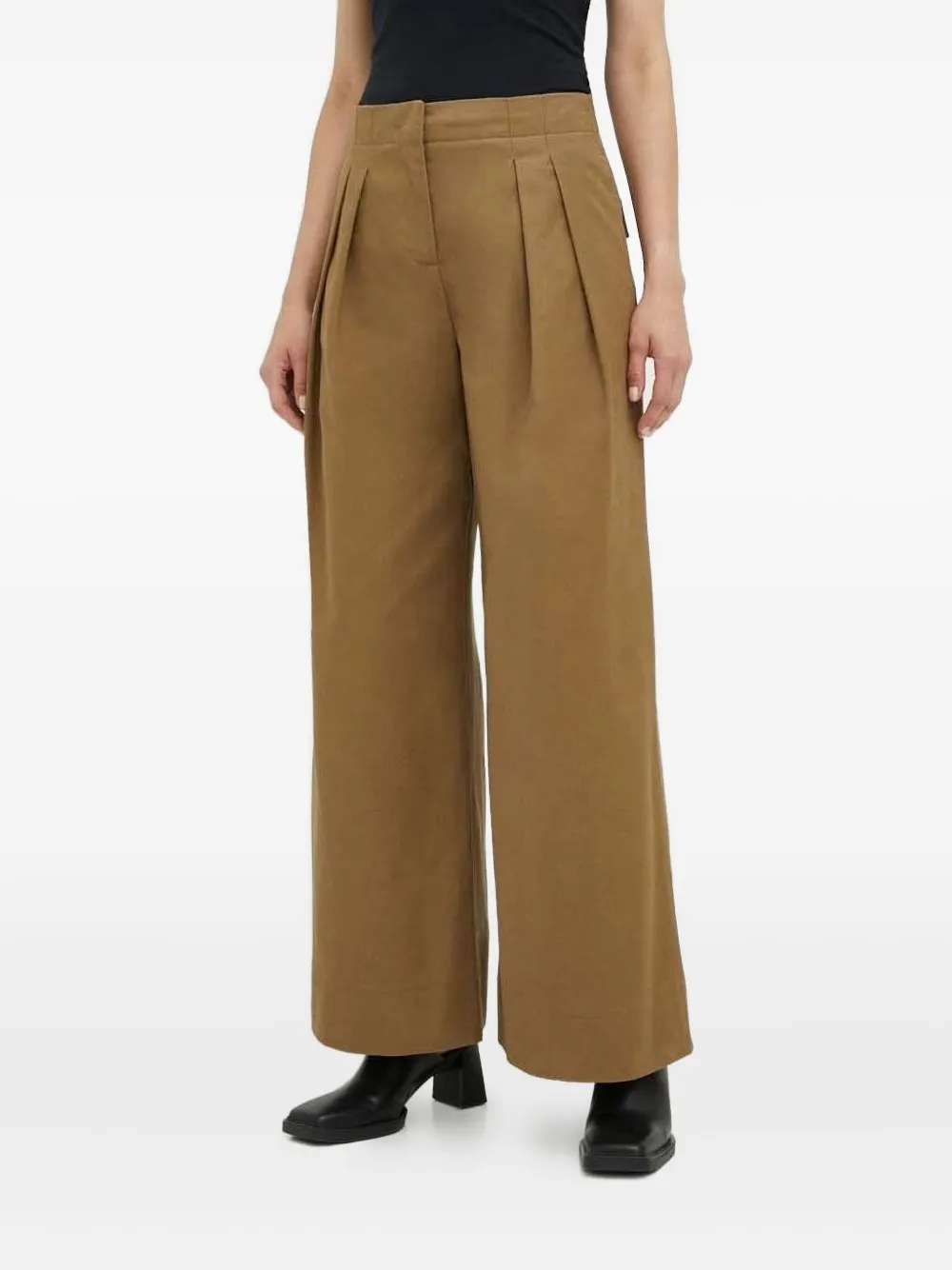 Lovechild Broek met wijde pijpen en geplooide voorkant Bruin