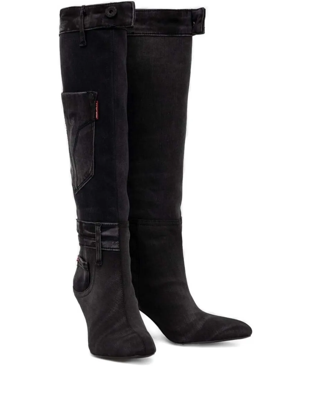 Miss Sixty pocket detail knee-high boots Black