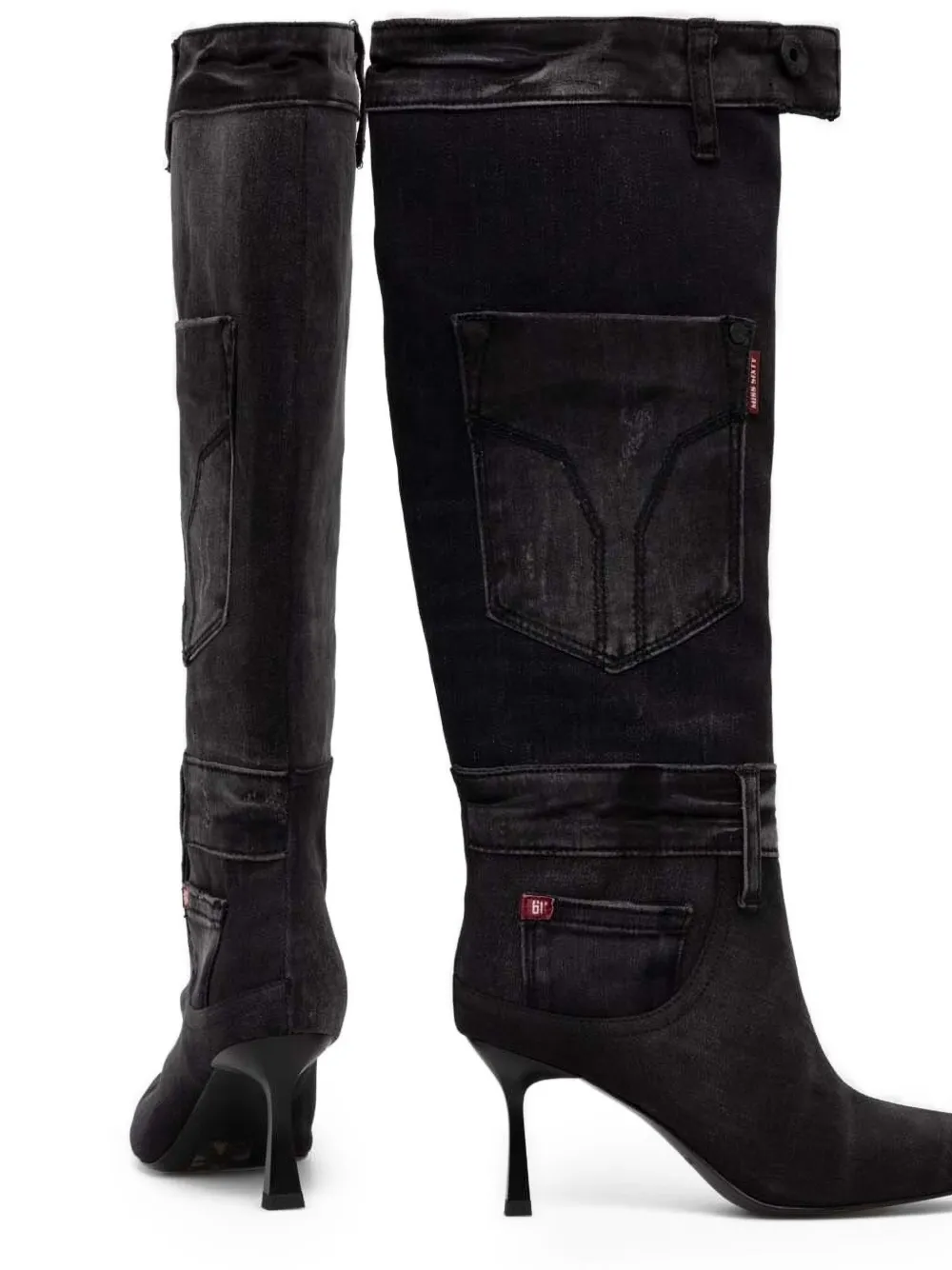 Miss Sixty pocket detail knee-high boots Black
