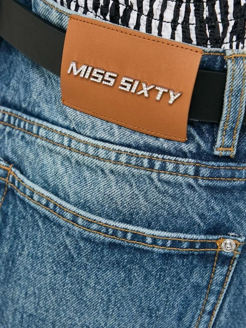 Miss Sixty Spijkerrok met gerafelde rand Blauw