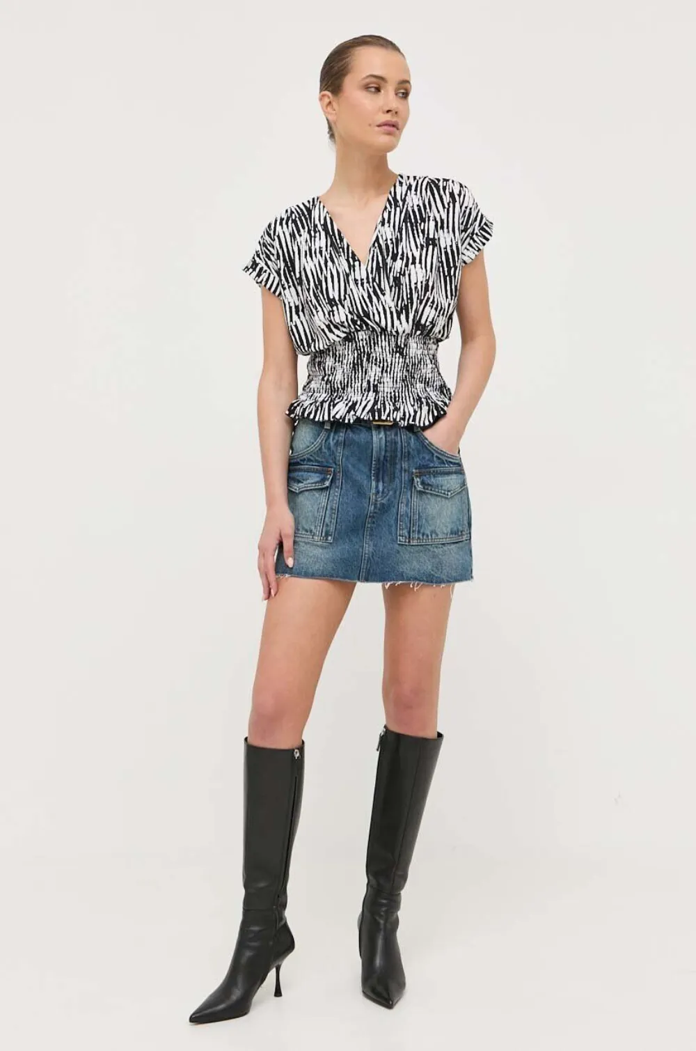 Miss Sixty frayed-hem mini denim skirt - ブルー Miss Sixty frayed-hem mini denim skirt - ブルー