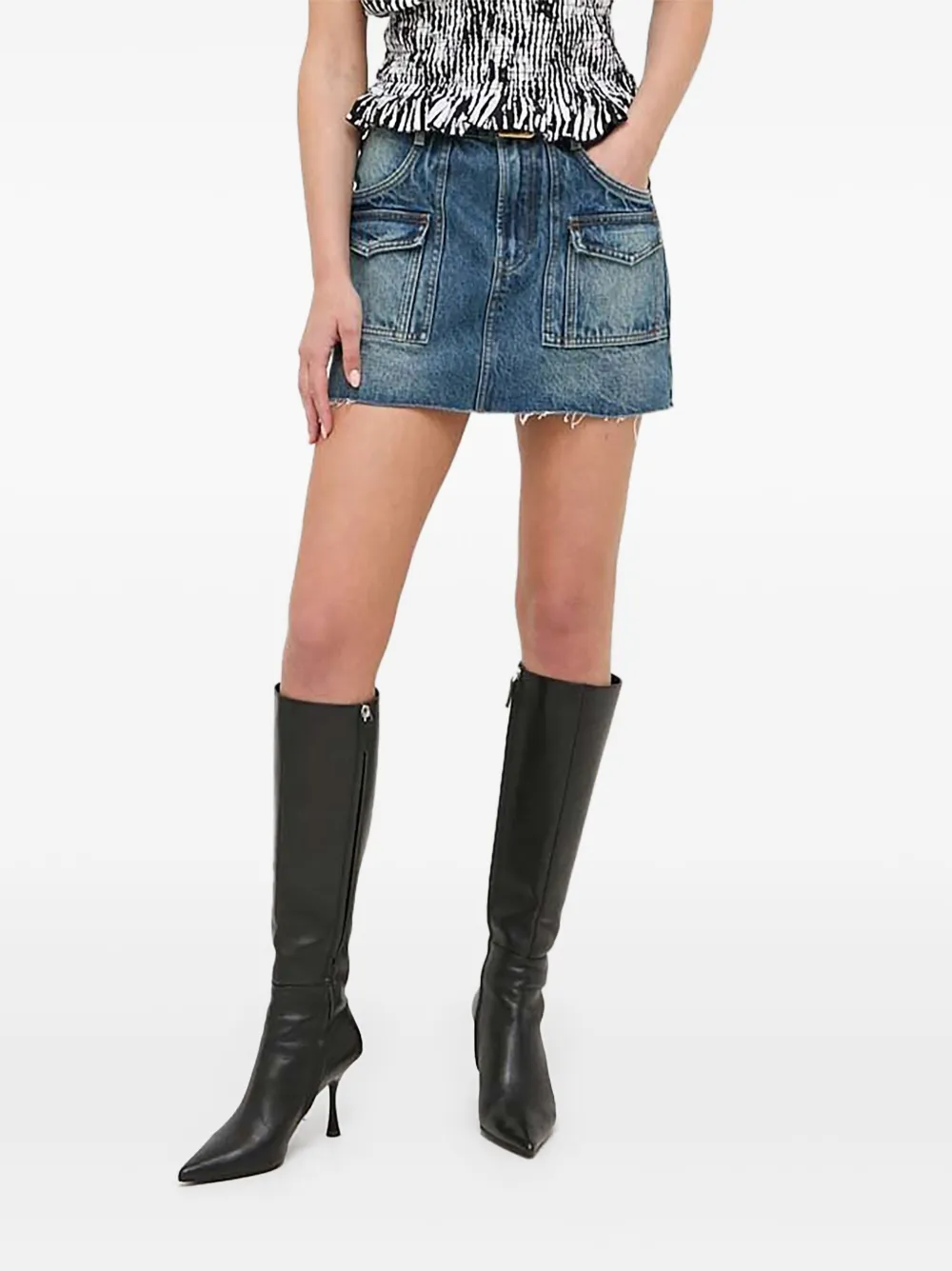 Miss Sixty Spijkerrok met gerafelde rand Blauw