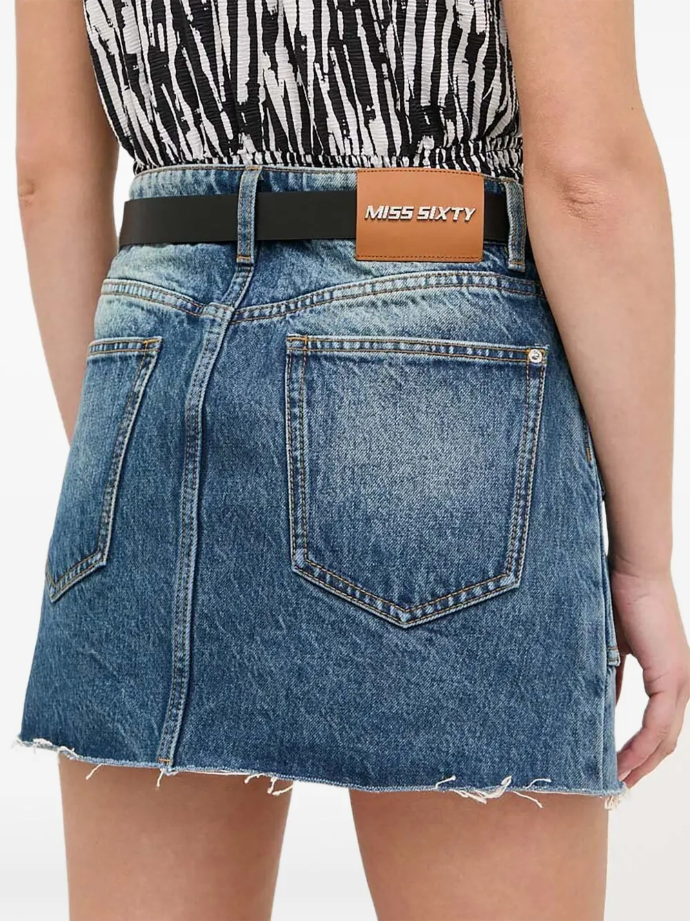 Miss Sixty frayed-hem mini denim skirt | Fitted Skirts | Image 2